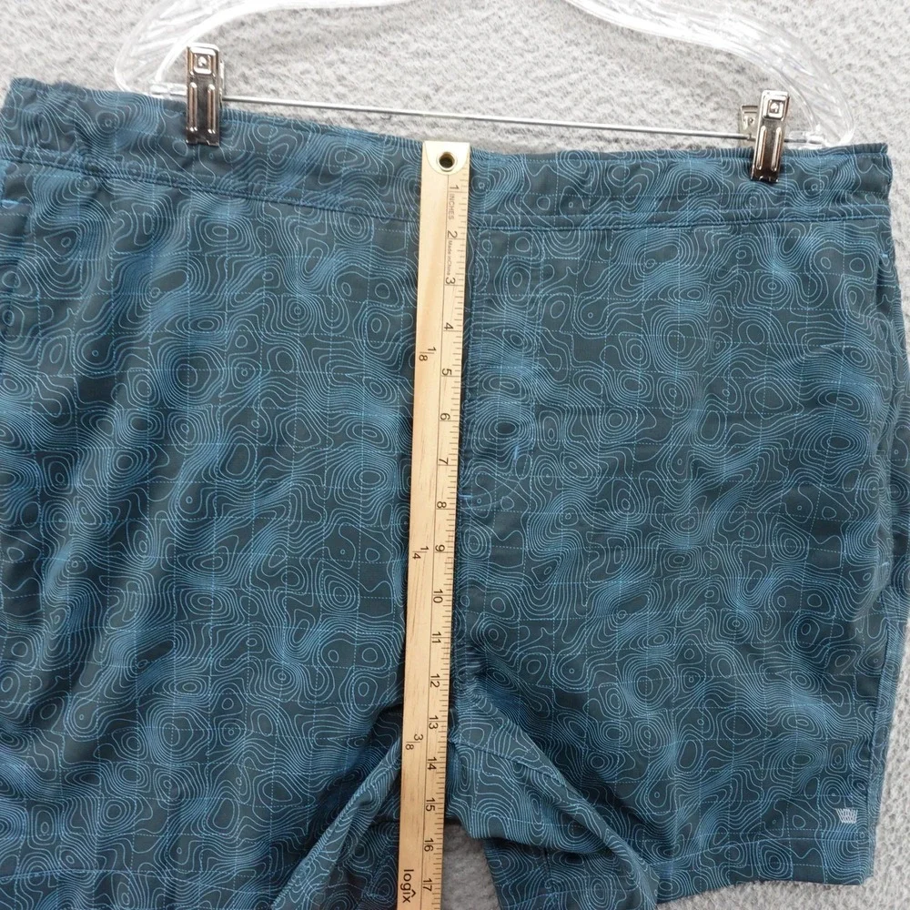 Mack Weldon Mens XXL Topographic Print Swim Trunks Blue Teal Hybrid 6